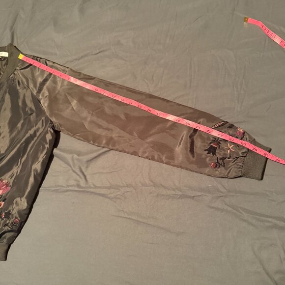 Love Fire Green Floral Embroidered Bomber Jacket Size XS - Picture 10 of 11